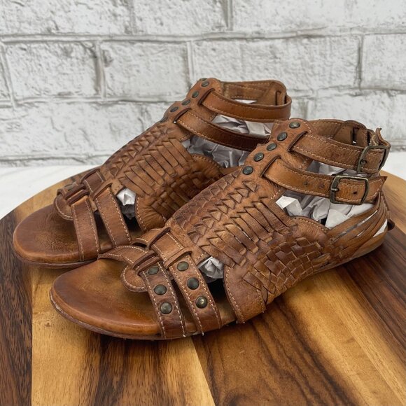 Bed Stu Claire III Gladiator BOHO Womens 8.5 Huarache Brown Leather Sandals - Picture 1 of 15